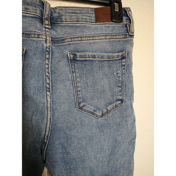 Hidden Cut-Off Short Women's Size L Blue Mid Rise Raw Hem 5-Pocket Distressed - Picture 6 of 7